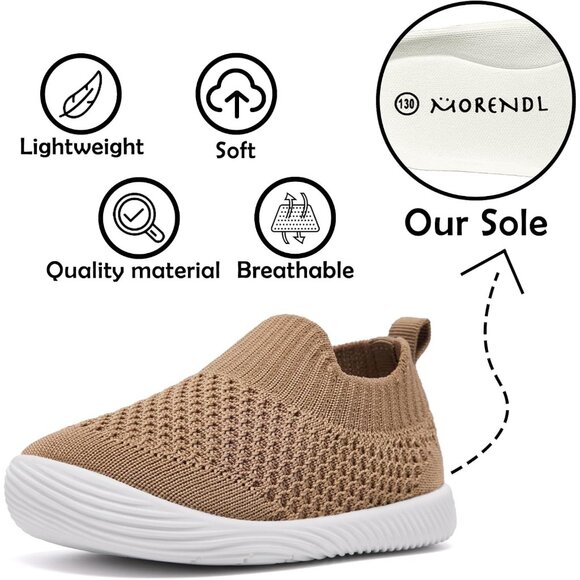 Morendl Boy Girls Brown Non Slip SlipperToddler Infant Walking Baby Sneakers - Picture 6 of 6